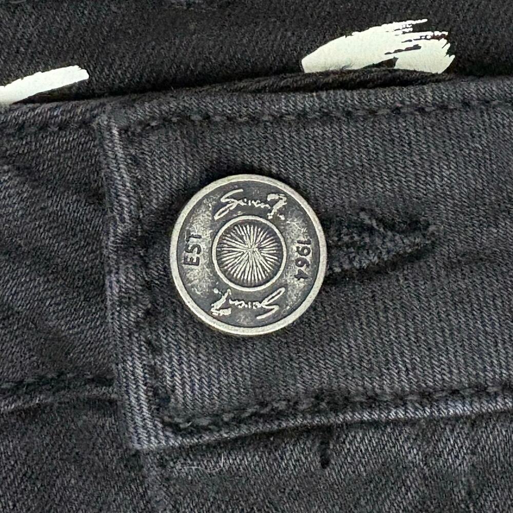Seven7 Relaxed Denim Bermuda Shorts Women’s 8 or 10 Black Frayed Hem Mid Rise - Picture 5 of 10